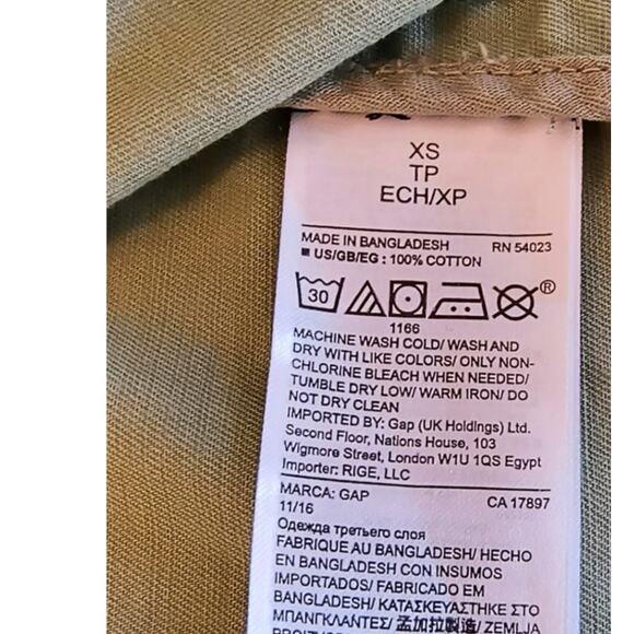 Gap Utility Jacket Women's Size XS  Green Frayed Pleated Peplum Hem Pockets Snap - Picture 7 of 15